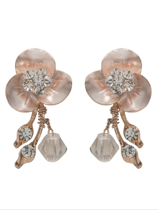 David Tutera Jewelry - David Tutera Bridal Crystal & Gold Tone Flower Earrings